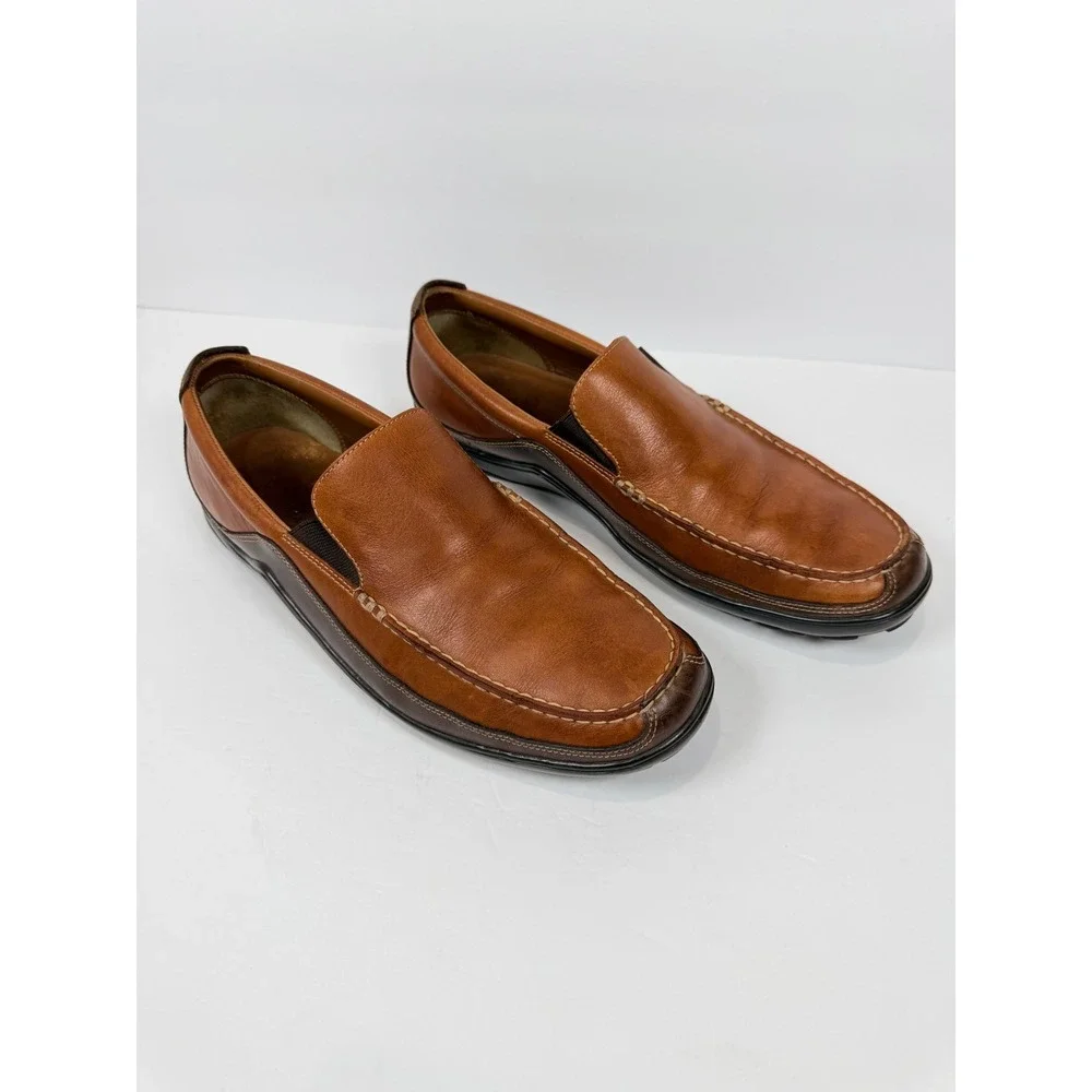 Cole Haan Mens‎ Tan Brown Leather Slip On Loafers Vibram Sole C03559 Size 12M